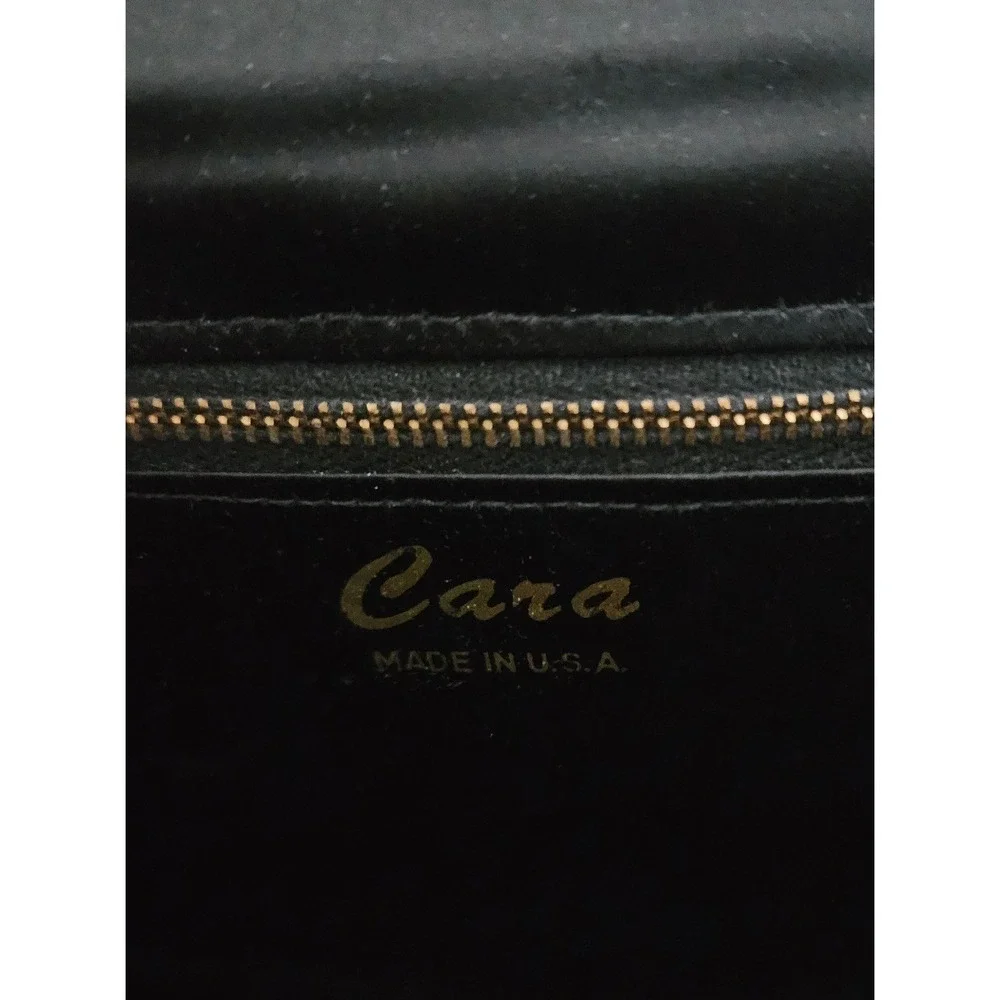 Cara Evening Bag Women Small Black Good Vintage Embroidered Satin Gold Handle